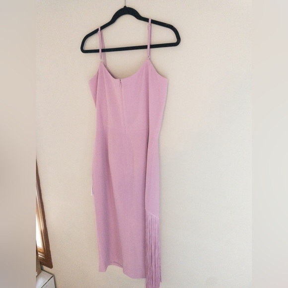 NEW Anthropologie Dress The Population Rory Side-Fringe Midi Dress Pink Rose - Picture 6 of 16